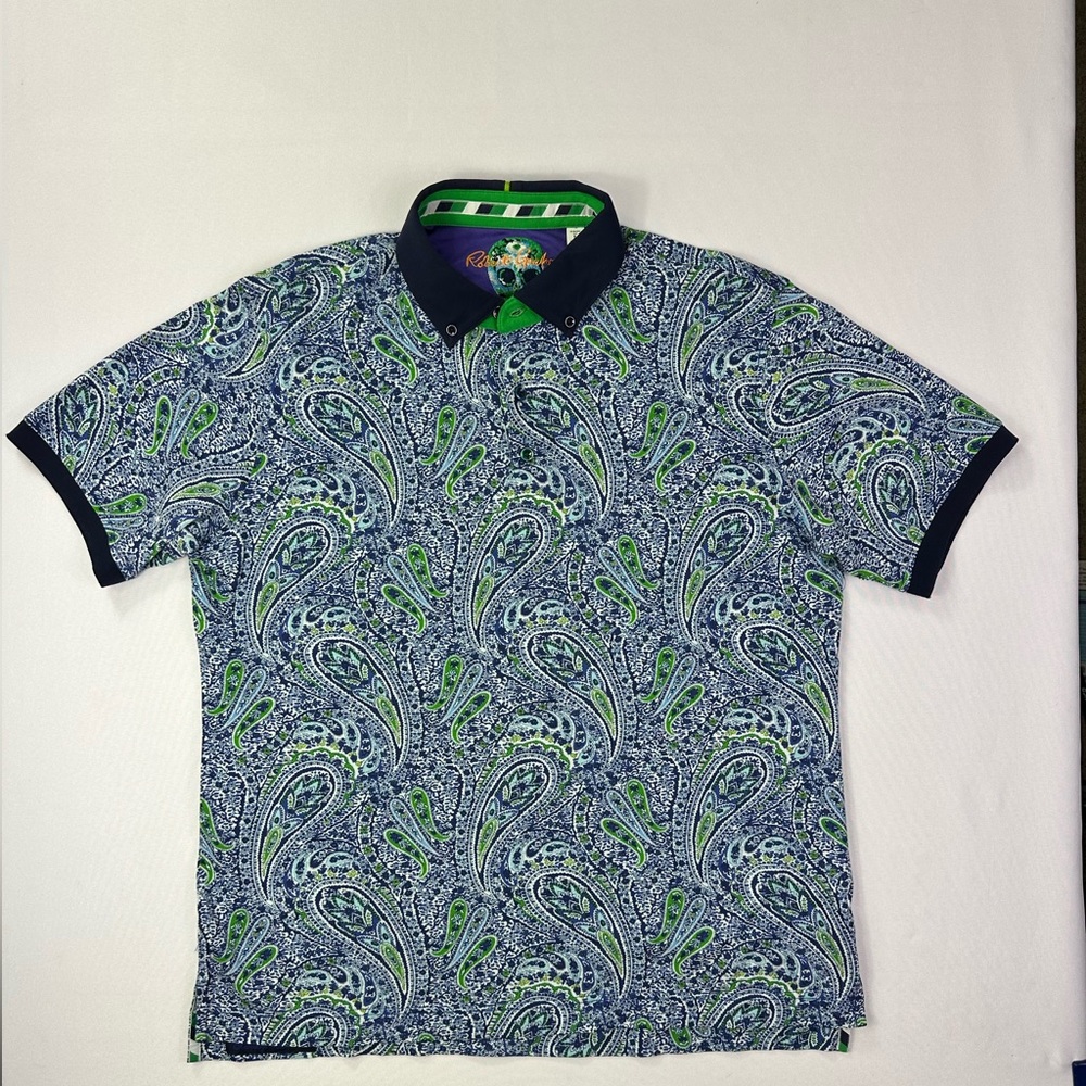 Men’s Robert Graham paisley cotton classic fit polo size large L